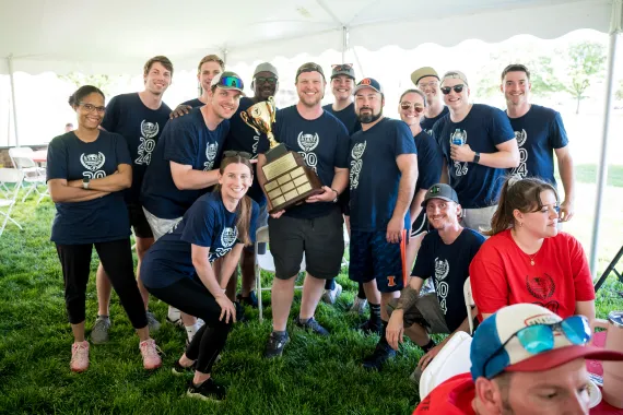 Busey Bank team participants holding a trophy